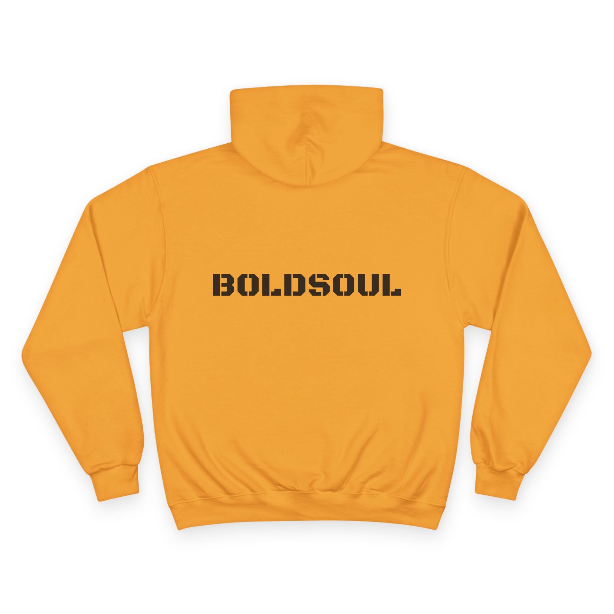 BOLDSOUL Champion Hoodie — White Pullover Stencil Logo