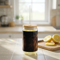 Lion Roar Sipper Glass — 16oz Reusable Tumbler with Bamboo Lid