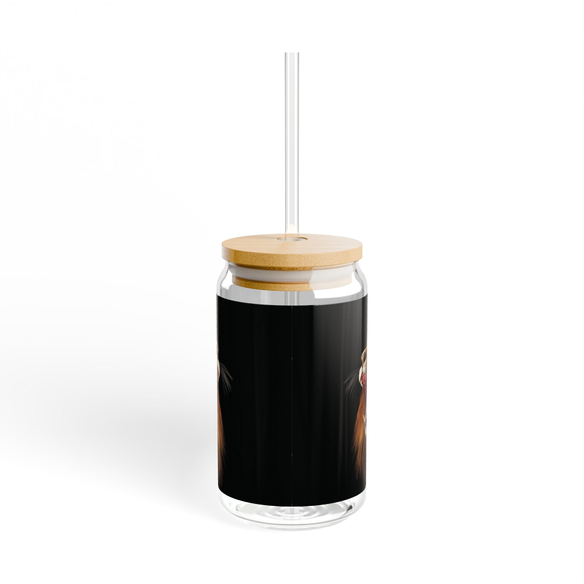 Lion Roar Sipper Glass — 16oz Reusable Tumbler with Bamboo Lid