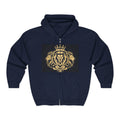 Boldsoul Crowned Lion Zip Hoodie — Gold Lion Emblem Full-Zip Hoodie