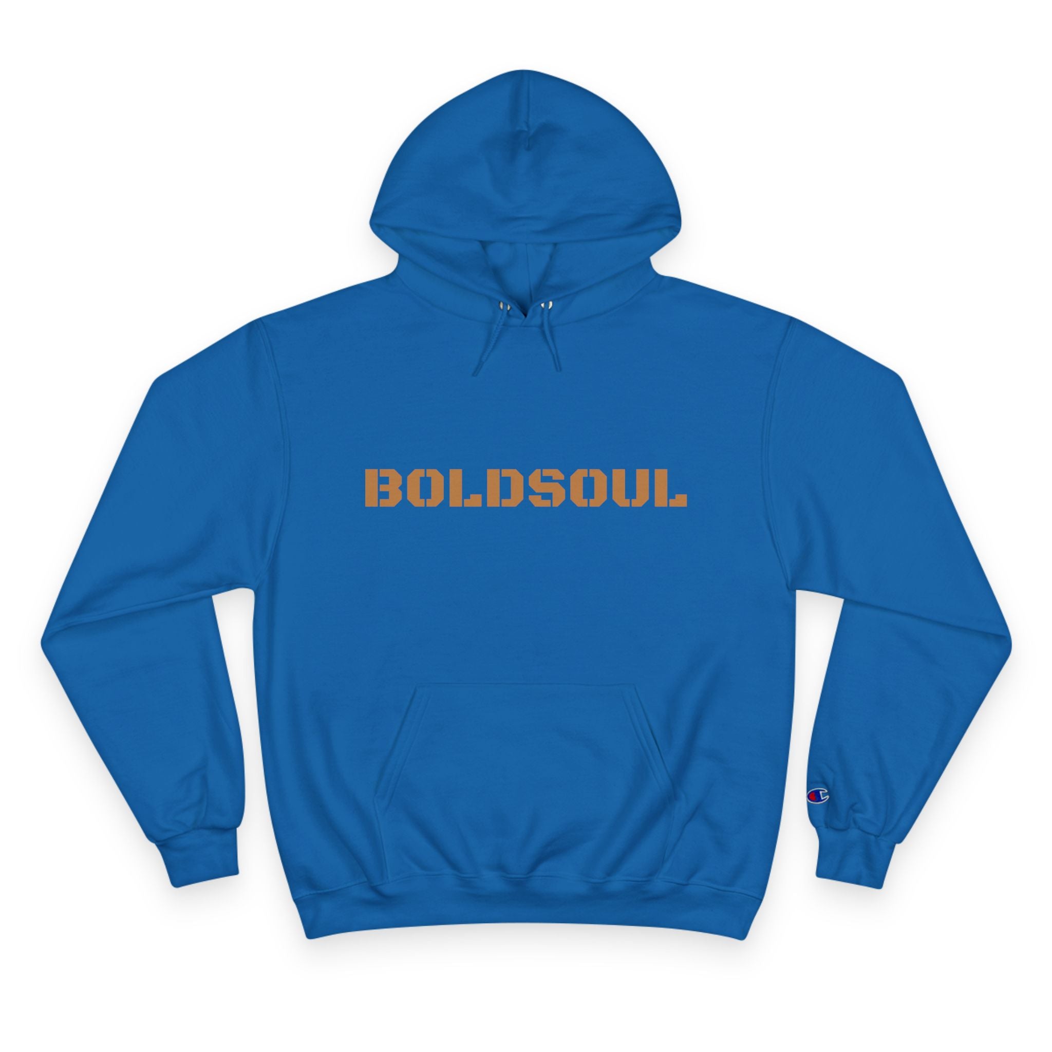 BOLDSOUL Champion Hoodie — White Pullover Stencil Logo