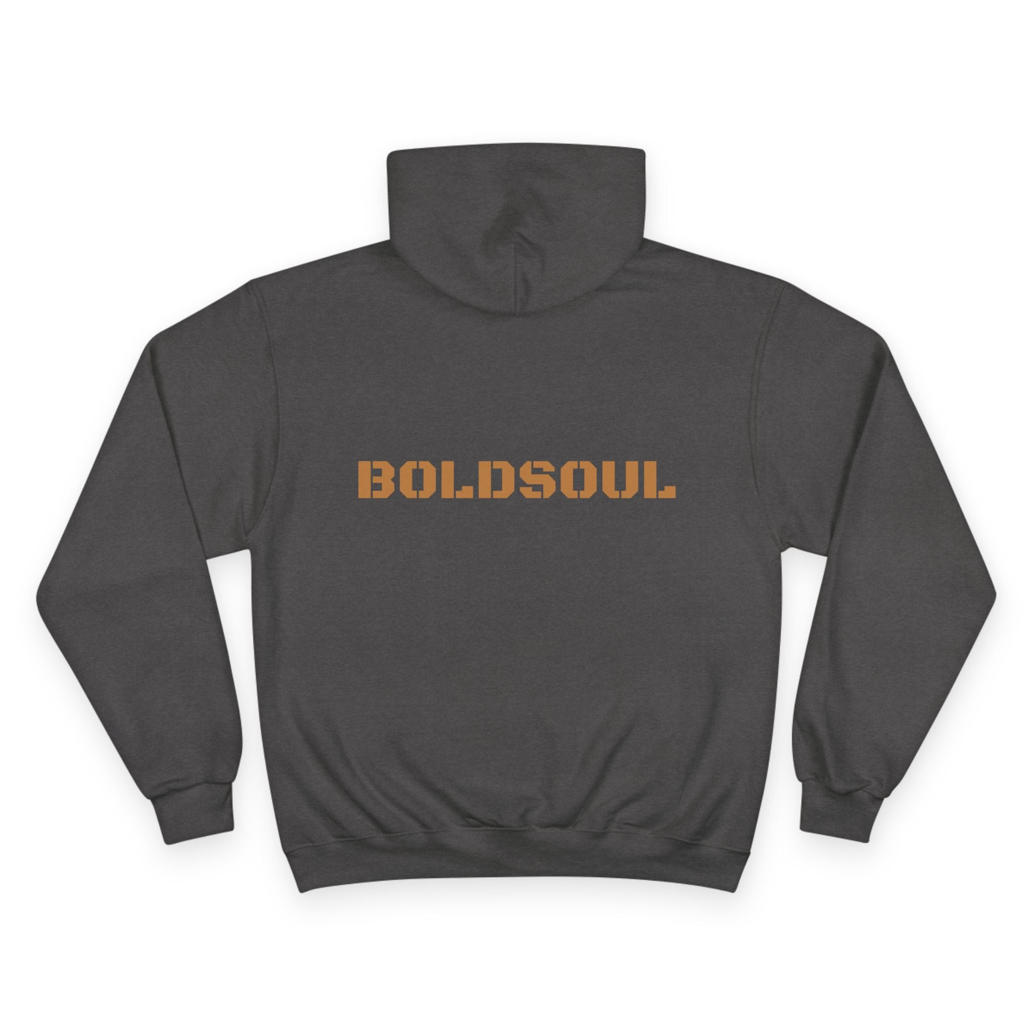 BOLDSOUL Champion Hoodie — White Pullover Stencil Logo