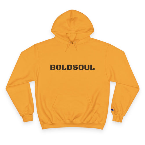 BOLDSOUL Champion Hoodie — White Pullover Stencil Logo